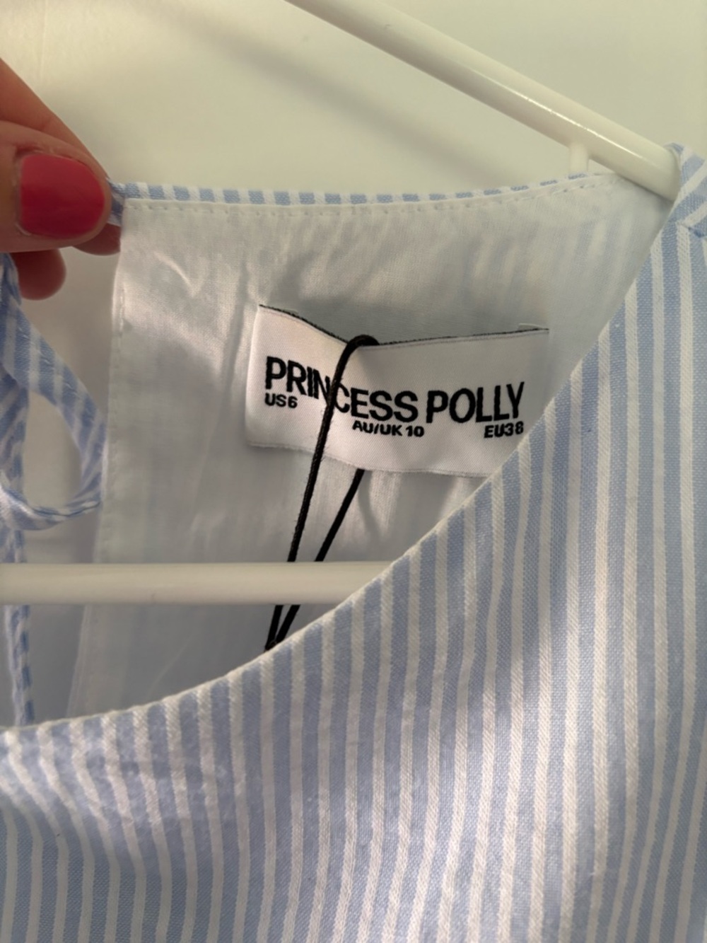 Princess Polly Light Blue Striped Smocked Waist Dress - Picture 2 of 3
